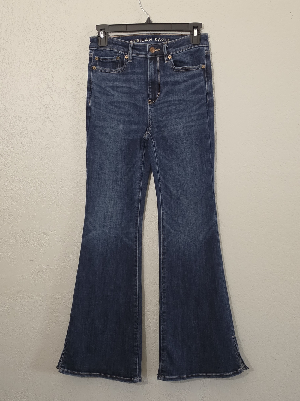 American Eagle Super Hi-Rise Flare Dark Wash Stretch Denim Womens Size 4